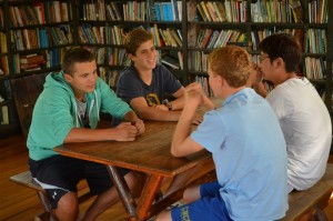 9th grade boarding students at the library